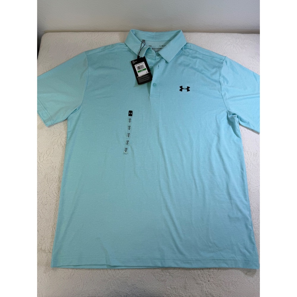 Under Armour Mens Playoff Polo Light Blue Heather Short Sleeve Golf Shirt